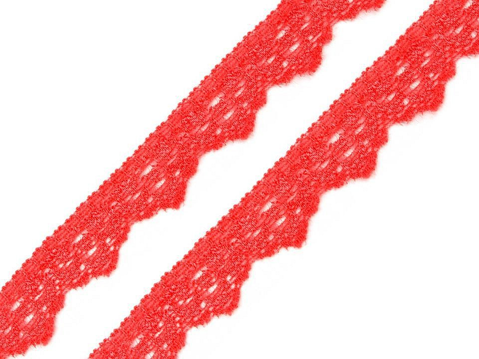 Elastická krajka šíře 16 mm, barva 4 červená