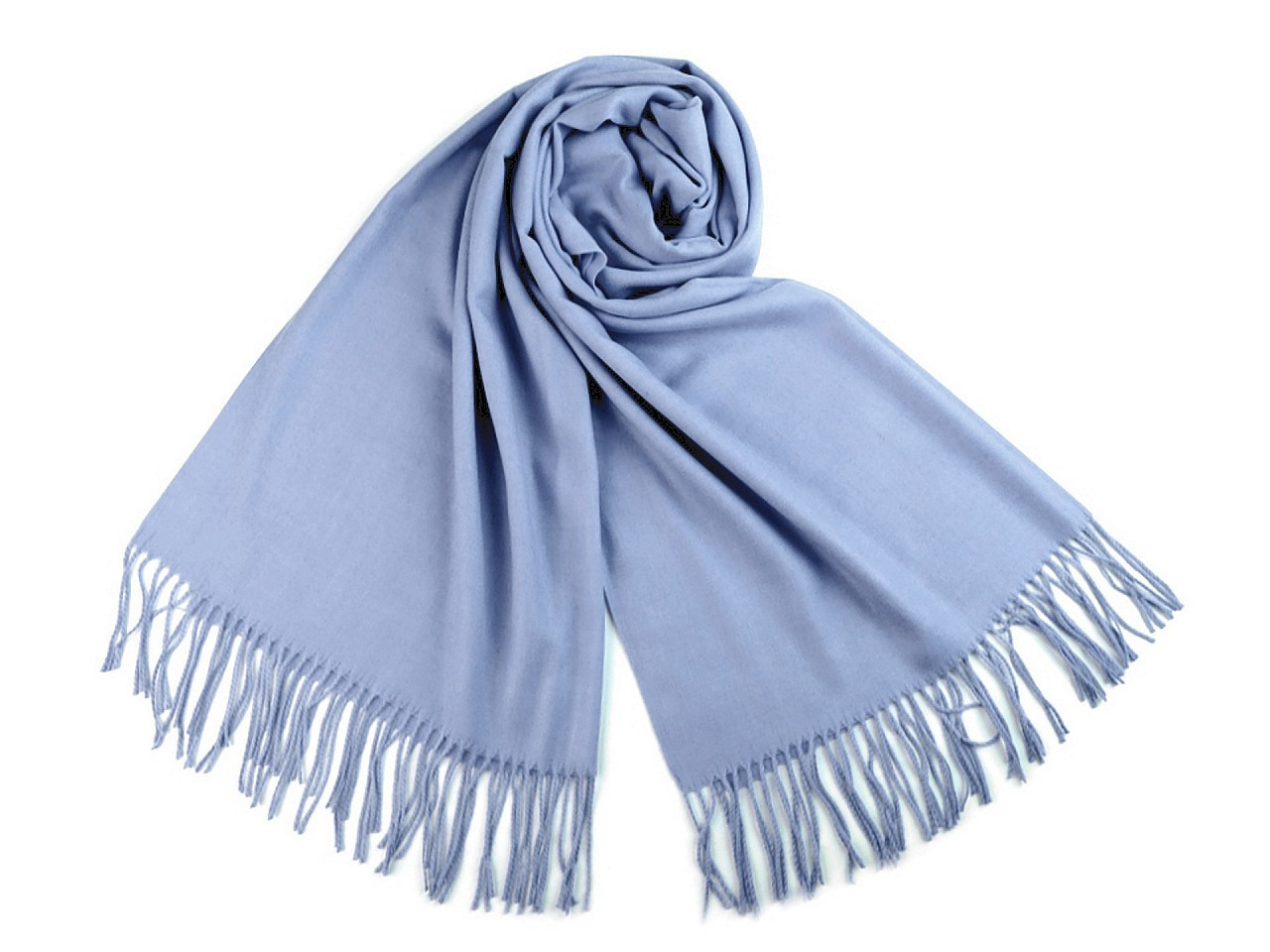 Šátek / šála typu pashmina s třásněmi 65x180 cm, barva 29 modrá světlá