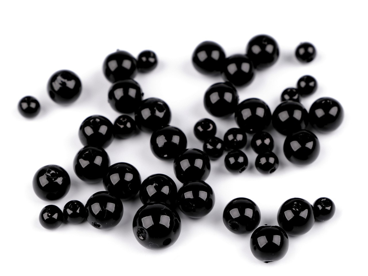 Fotografie Plastové voskové korálky / perly Glance mix velikostí, barva F75 černá