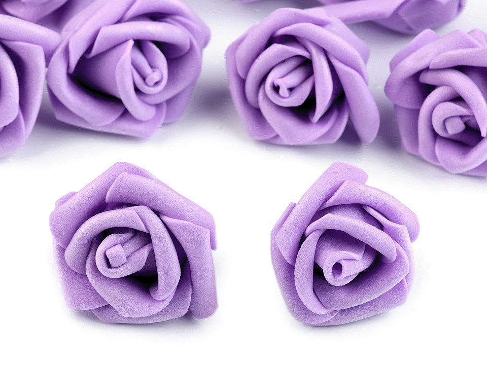 Dekorační pěnová růže Ø3-4 cm, barva 6 fialová lila