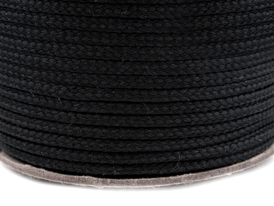 Oděvní šňůra PES Ø4 mm, barva 9001 černá