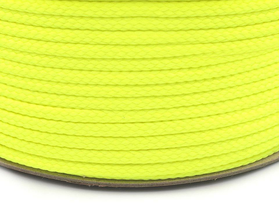 Oděvní šňůra PES Ø4 mm, barva 1108 žlutá neon