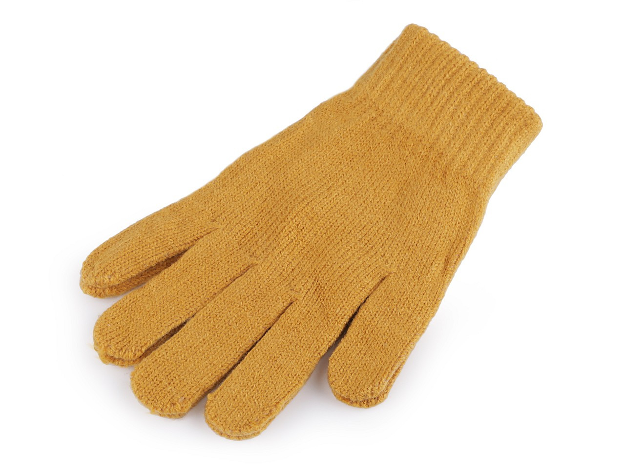 Dámské pletené rukavice, barva 12 hořčicová