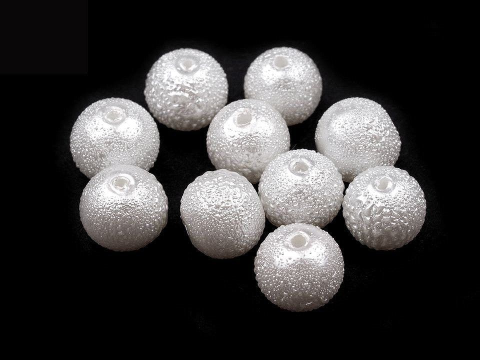 Skleněné voskové perly vroubkované Ø8 mm, barva 01 bílá