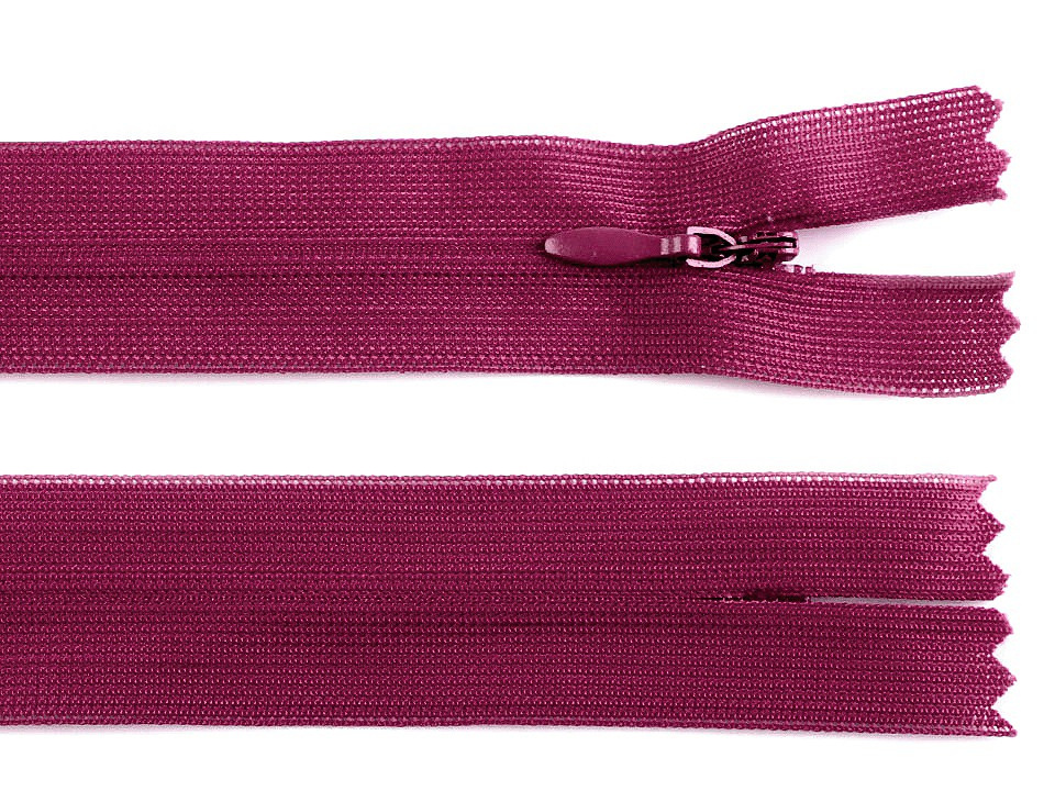 Spirálový zip skrytý šíře 3 mm délka 60 cm dederon, barva 640 Ibis Rose