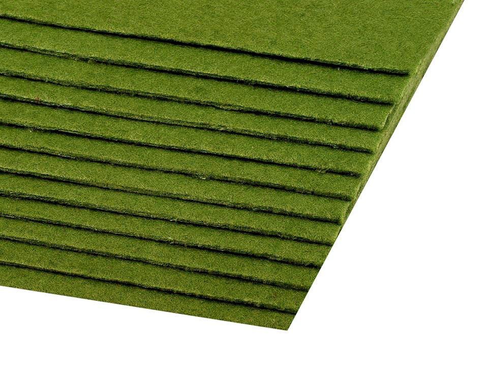 Látková dekorativní plsť / filc 20x30 cm, barva 15 (F23) zelená olivová