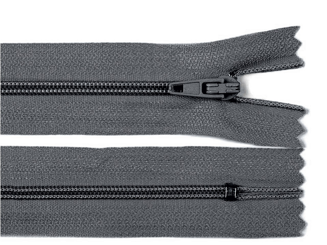 Spirálový zip šíře 3 mm délka 18 cm autolock, barva 312 šedá tmavá