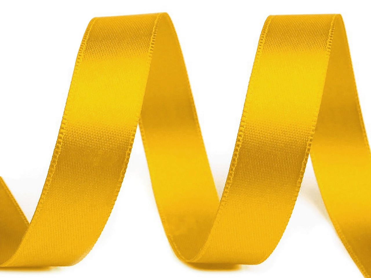 Atlasová stuha oboulící svazky po 5 m šíře 15 mm, barva 207 žlutá