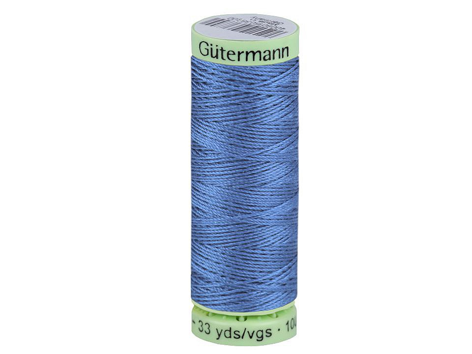 Polyesterové nitě Gütermann Jeans návin 30 m, barva 965 modrá chrpová