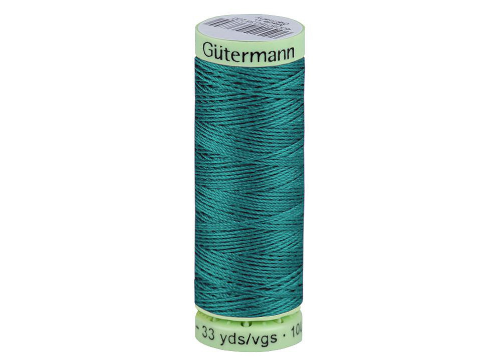 Polyesterové nitě Gütermann Jeans návin 30 m, barva 189 modrá tyrkys