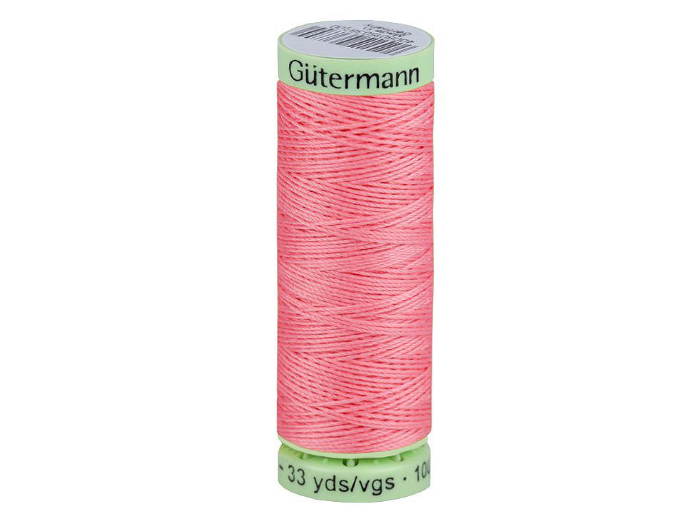 Polyesterové nitě Gütermann Jeans návin 30 m, barva 758 růžová dětská