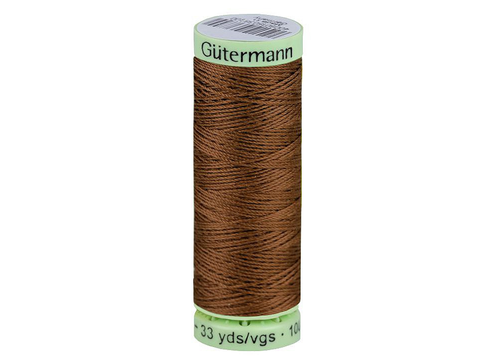 Polyesterové nitě Gütermann Jeans návin 30 m, barva 180 hnědá ořechová