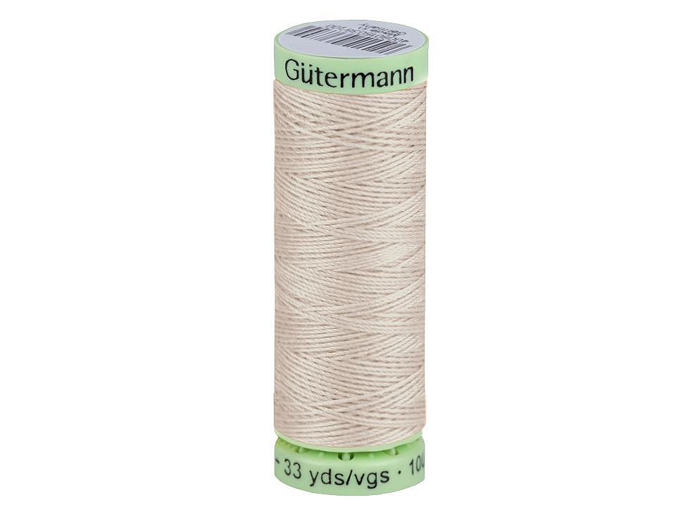 Polyesterové nitě Gütermann Jeans návin 30 m, barva 299 šedokrémová