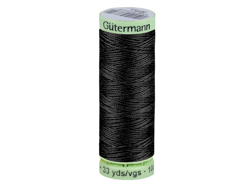 Polyesterové nitě Gütermann Jeans návin 30 m, barva 000 černá