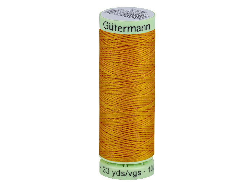 Polyesterové nitě Gütermann Jeans návin 30 m, barva 412 hořčicová tmavá
