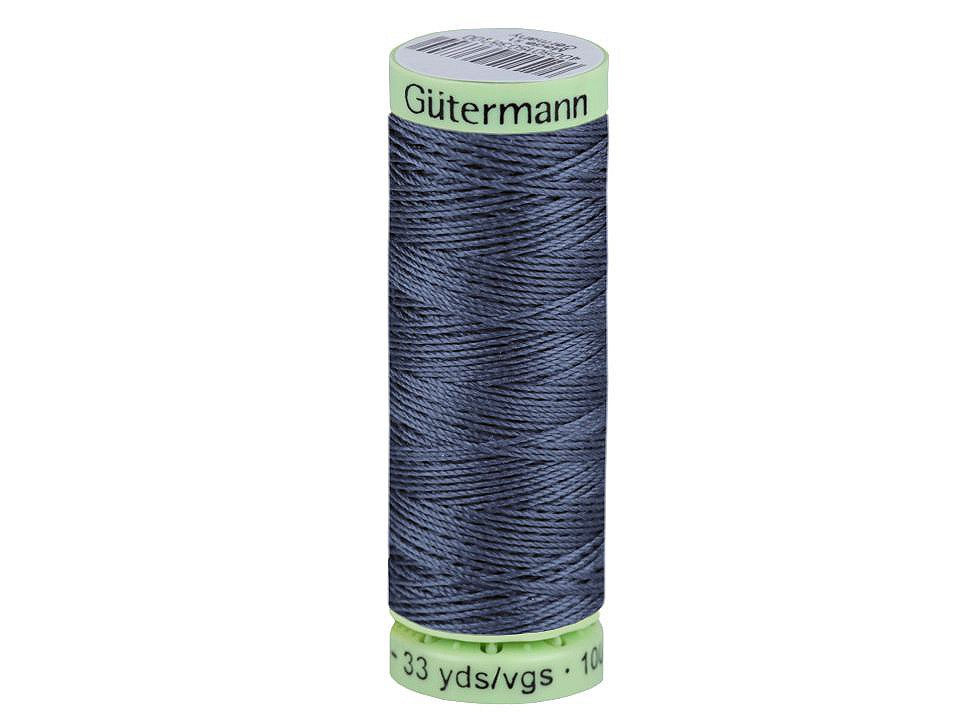 Polyesterové nitě Gütermann Jeans návin 30 m, barva 112 modrá hydro