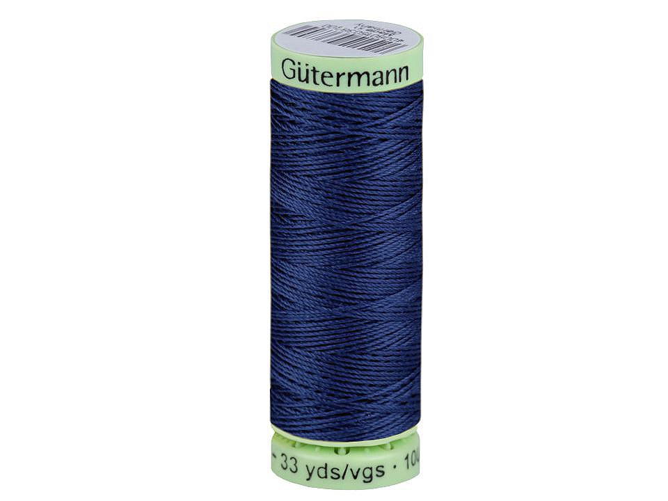 Polyesterové nitě Gütermann Jeans návin 30 m, barva 013 modrá pařížská tmavá