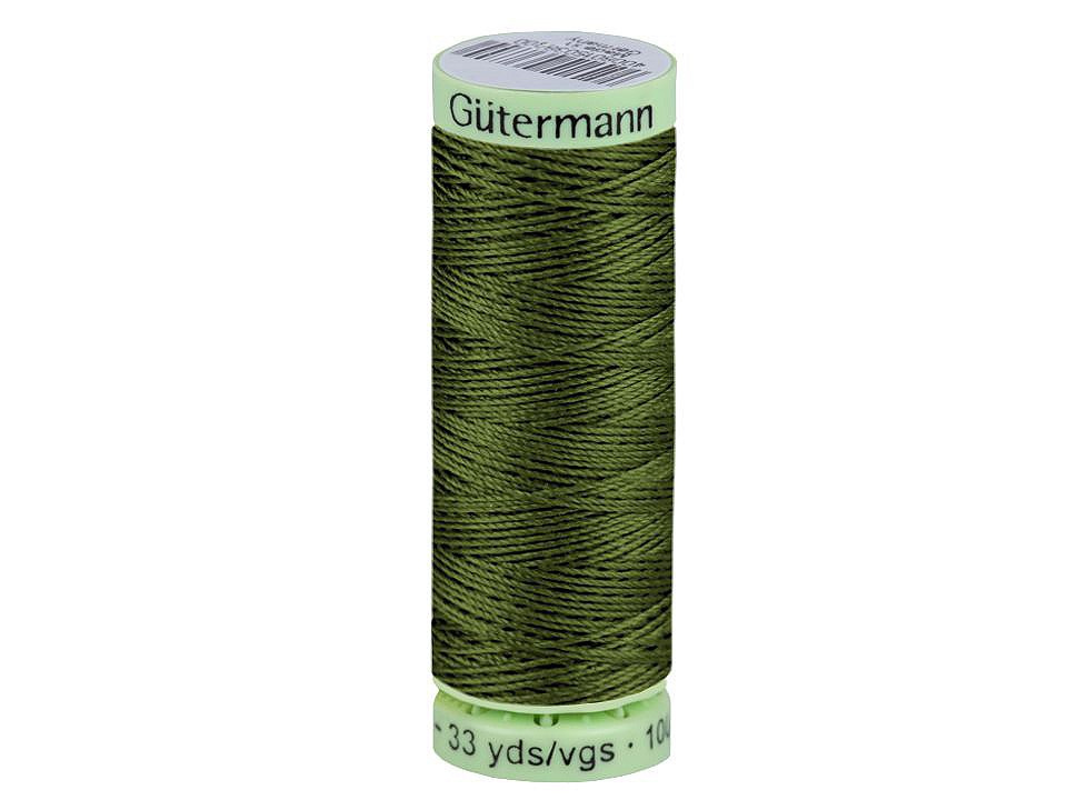 Polyesterové nitě Gütermann Jeans návin 30 m, barva 585 olivová zeleň