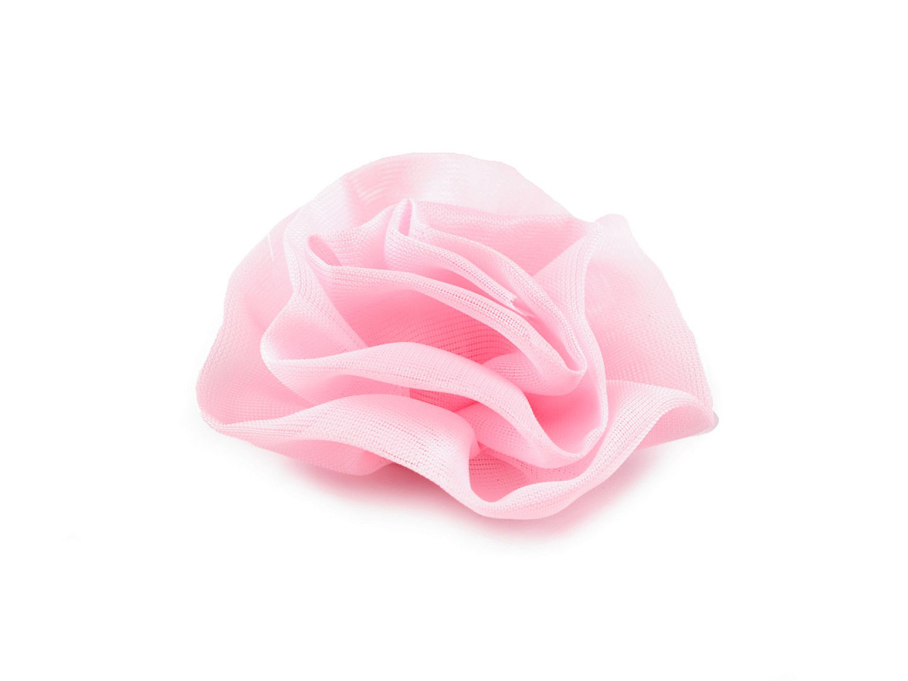 Textilní květ k našití a nalepení Ø6,5 cm, barva 3 růžová sv.