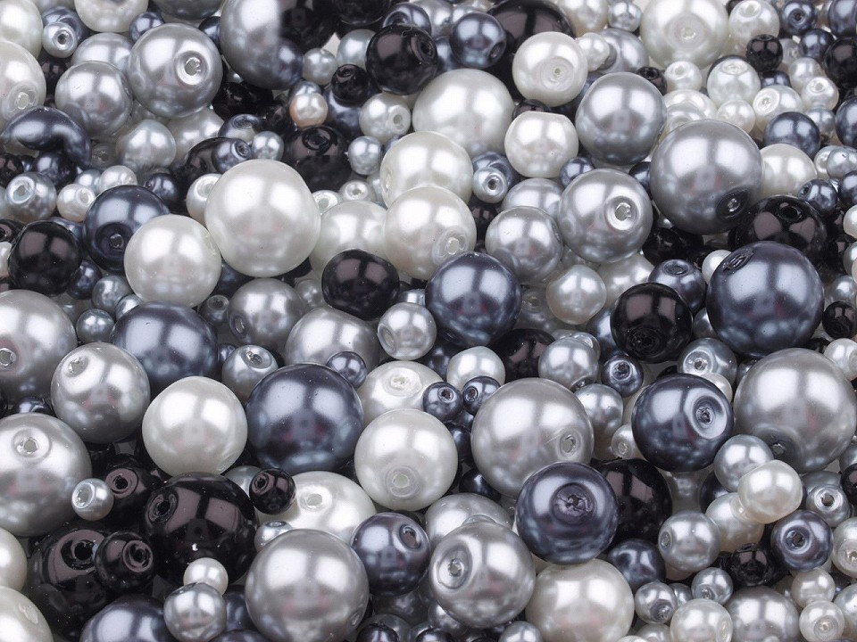 Skleněné voskové perly mix velikostí a barev Ø4-12 mm, barva 1 mix