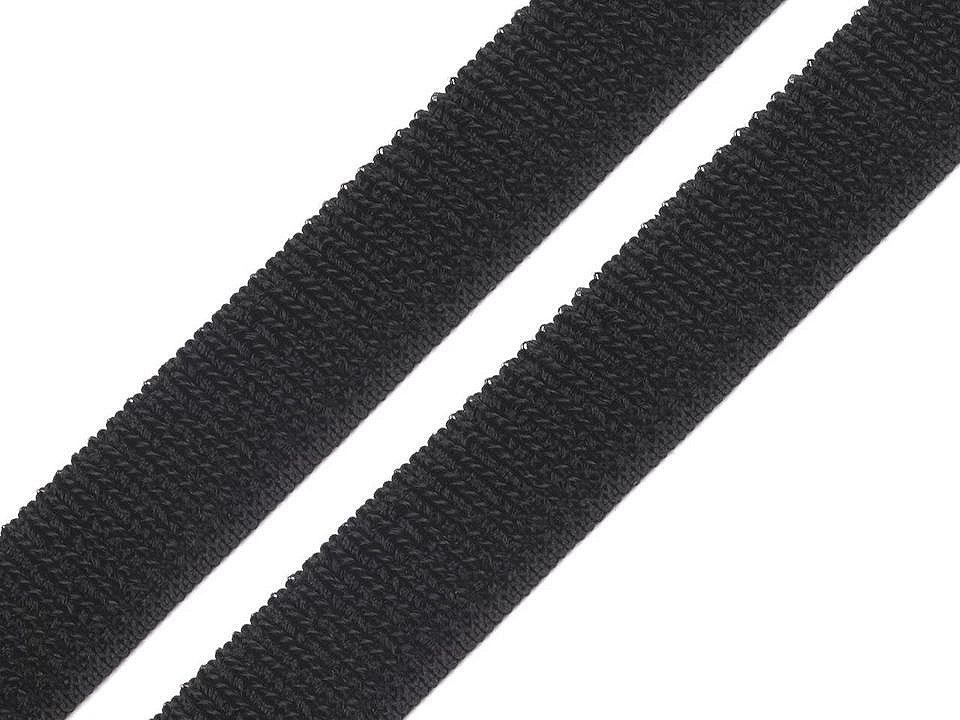 Suchý zip plyš šíře 20 mm elastický, barva 2 černá