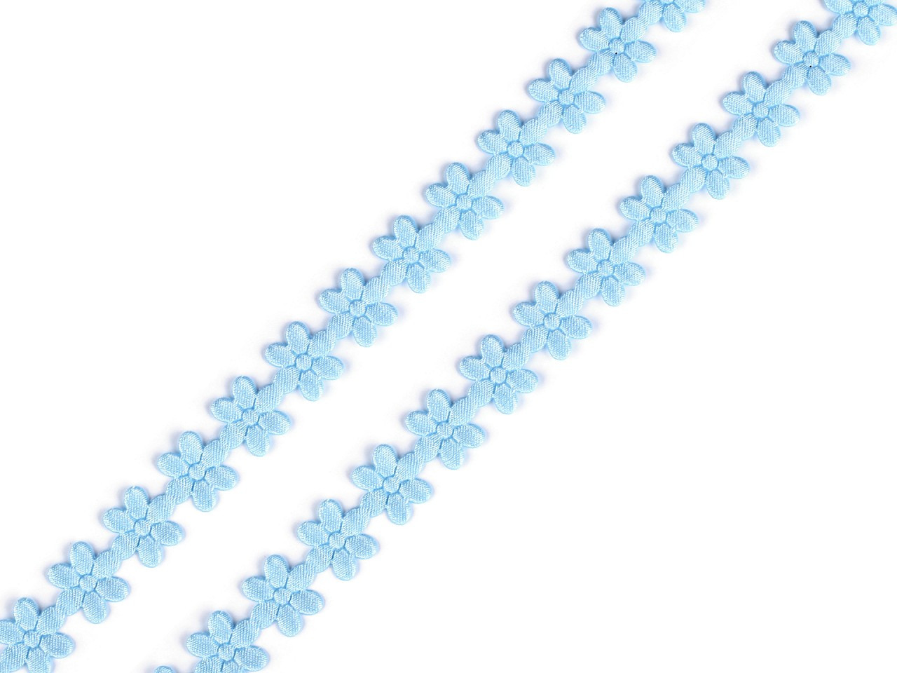 Saténový prýmek šíře 10 mm květ, barva 6 modrá světlá
