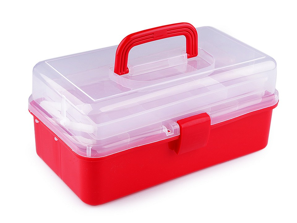 Fotografie Plastový box / kufřík 20x33x15 cm rozkládací, barva 6 červená