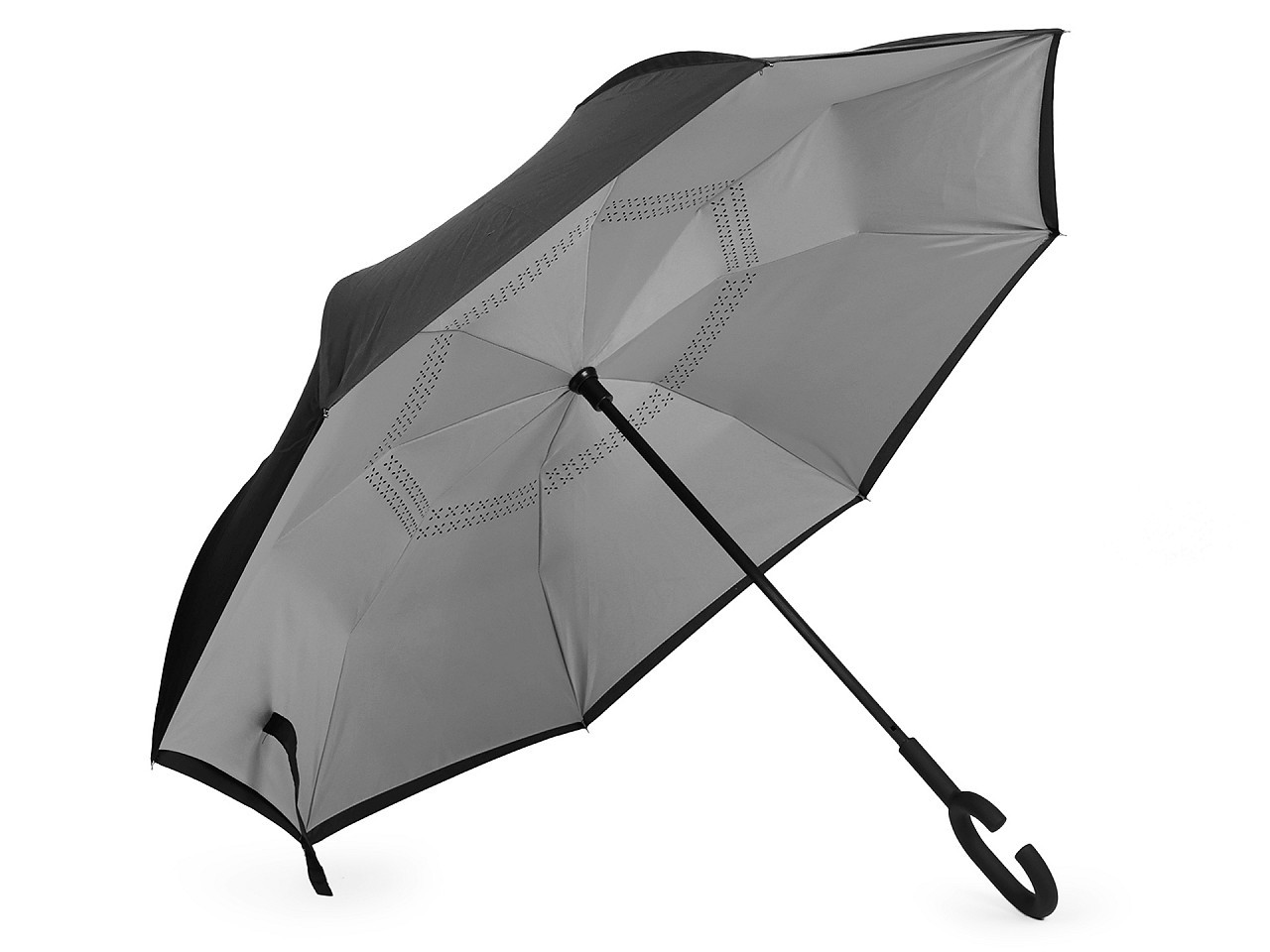 Obrácený deštník dvouvrstvý, barva 5 šedá světlá