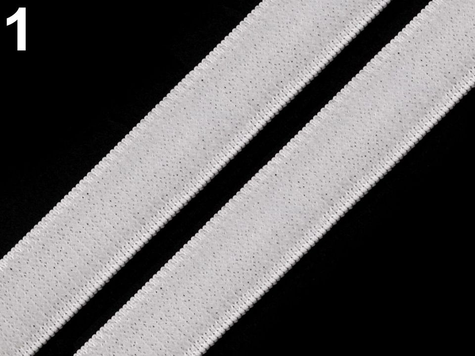 Fotografie Suchý zip plyš šíře 20 mm elastický, barva 1 White