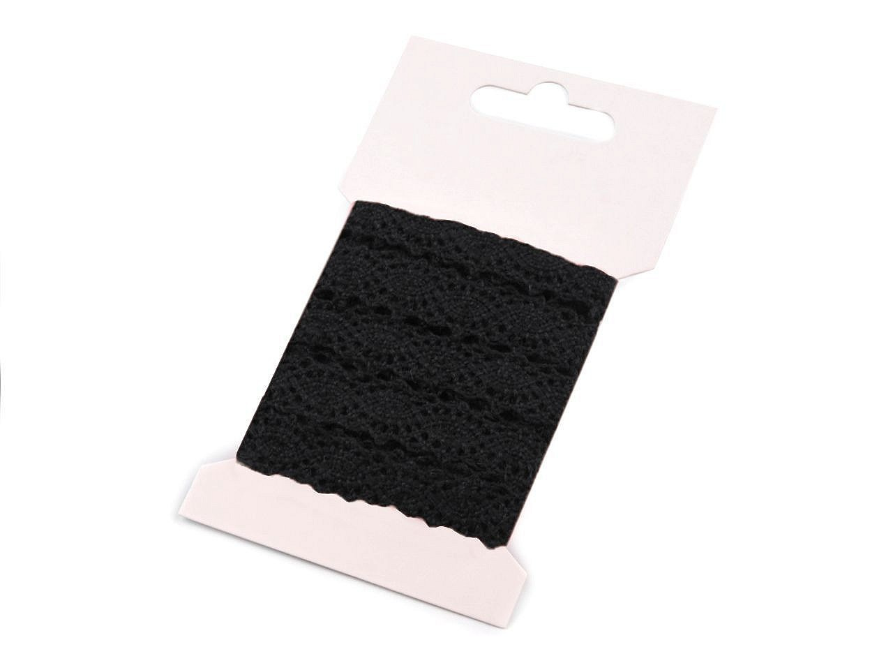 Bavlněná krajka paličkovaná šíře 12 mm, barva 1 černá