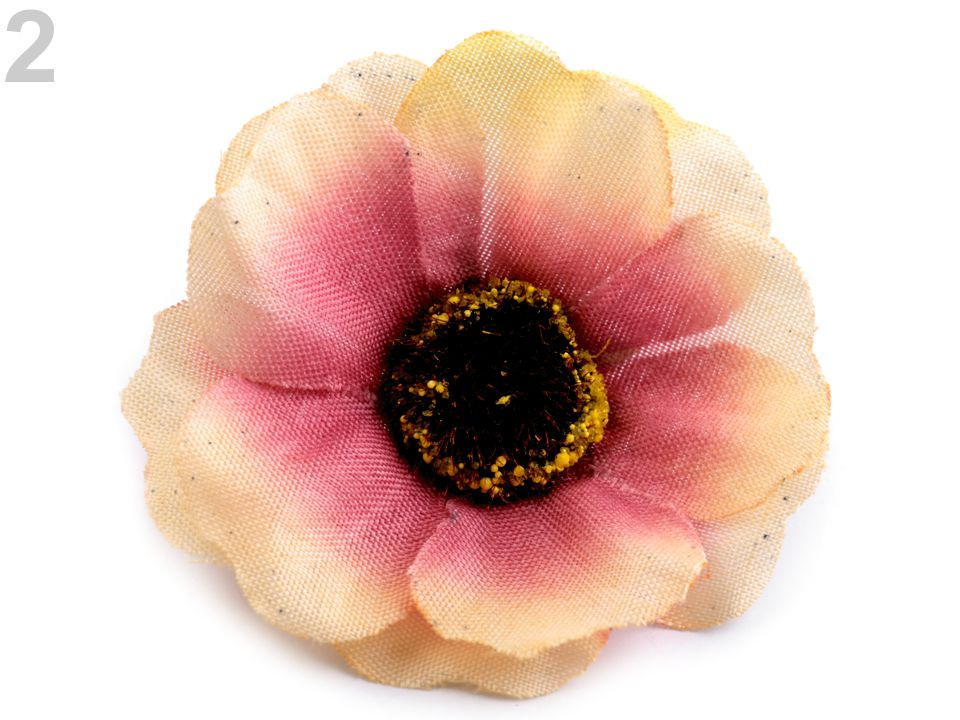 Umělý květ čajová růže Ø5 cm, barva 2 broskvová
