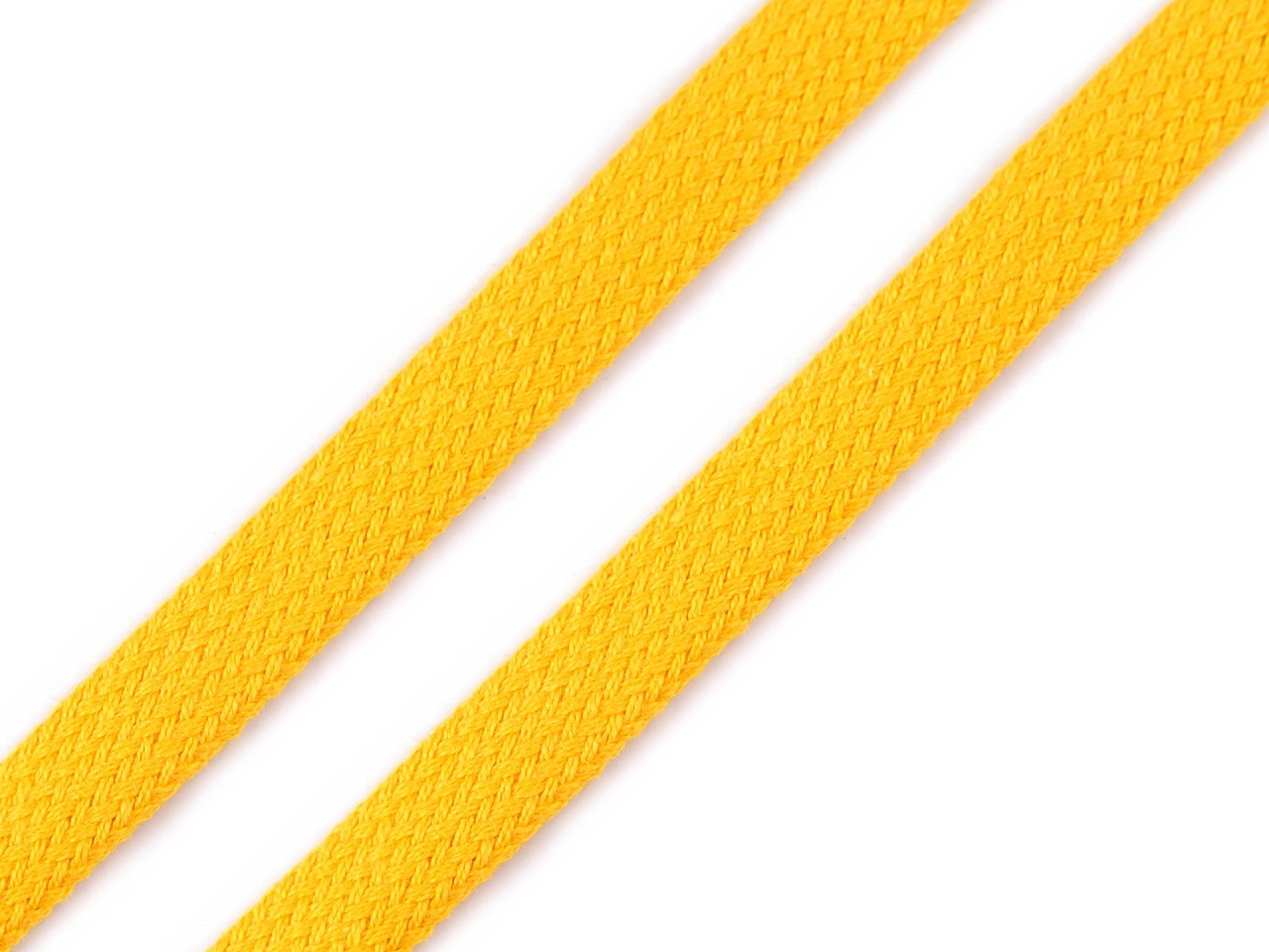 Bavlněná šňůra plochá / dutinka šíře 12 mm, barva 4202 žlutá