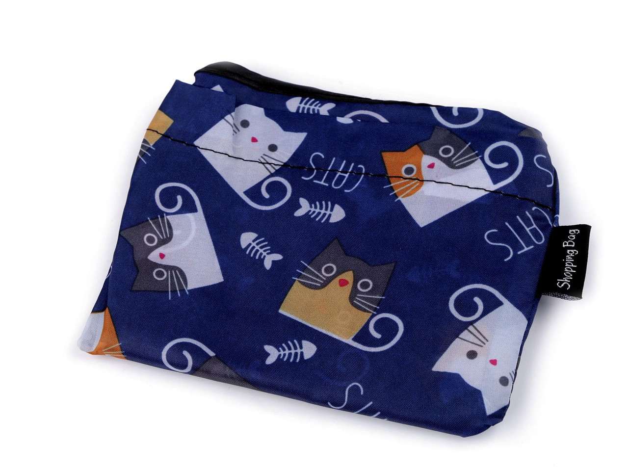 Skládací nákupní taška 37x44 cm, barva 22 modrá tmavá kočka