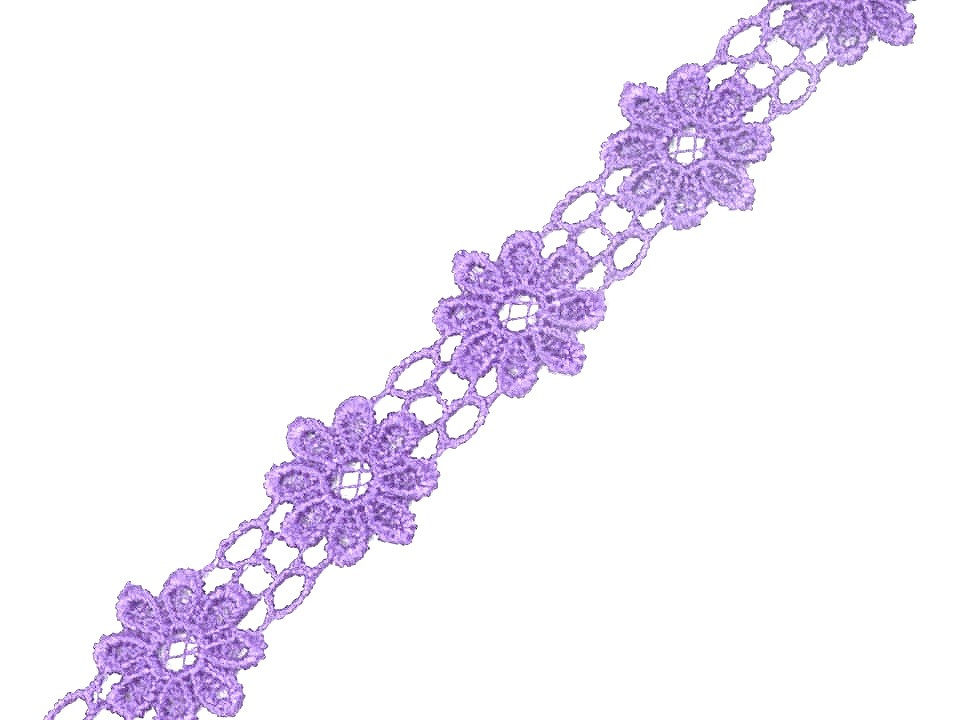 Vzdušná krajka / vsadka šíře 20 mm květina, barva 1 fialová lila
