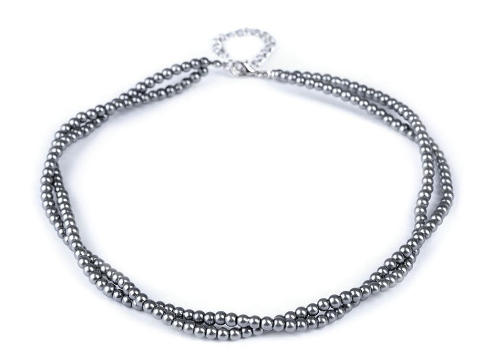 Perlový náhrdelník, barva 5 (12) šedá perlová