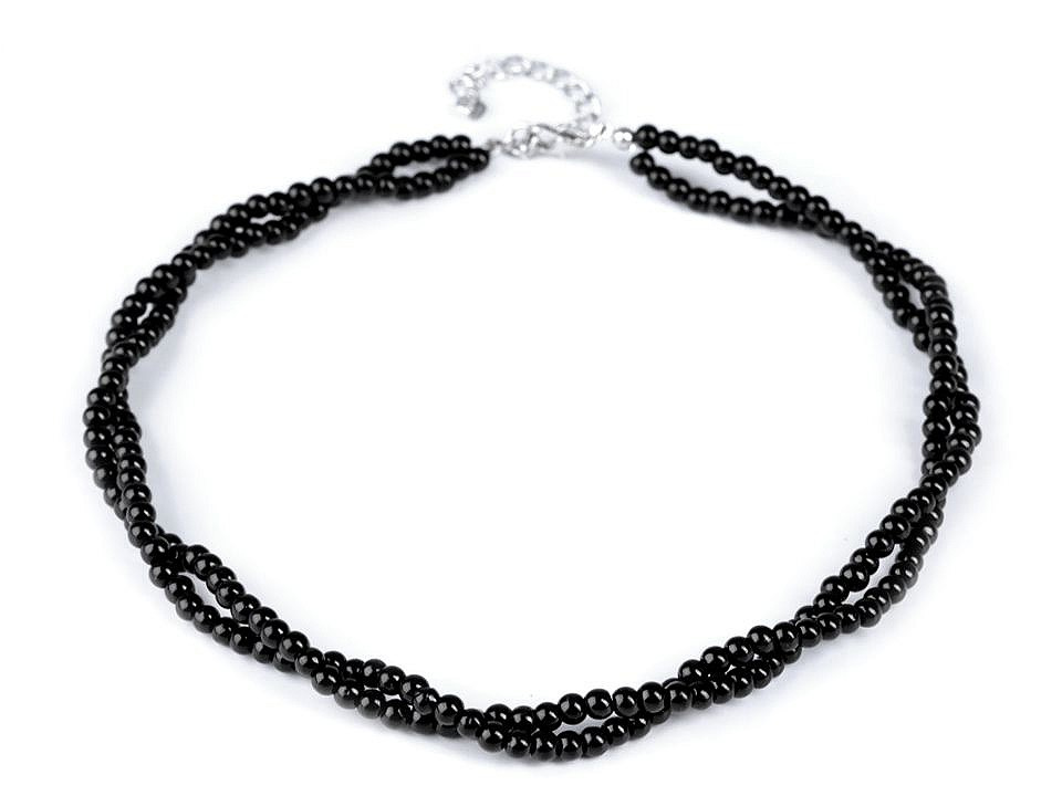 Perlový náhrdelník, barva 6 (80) černá