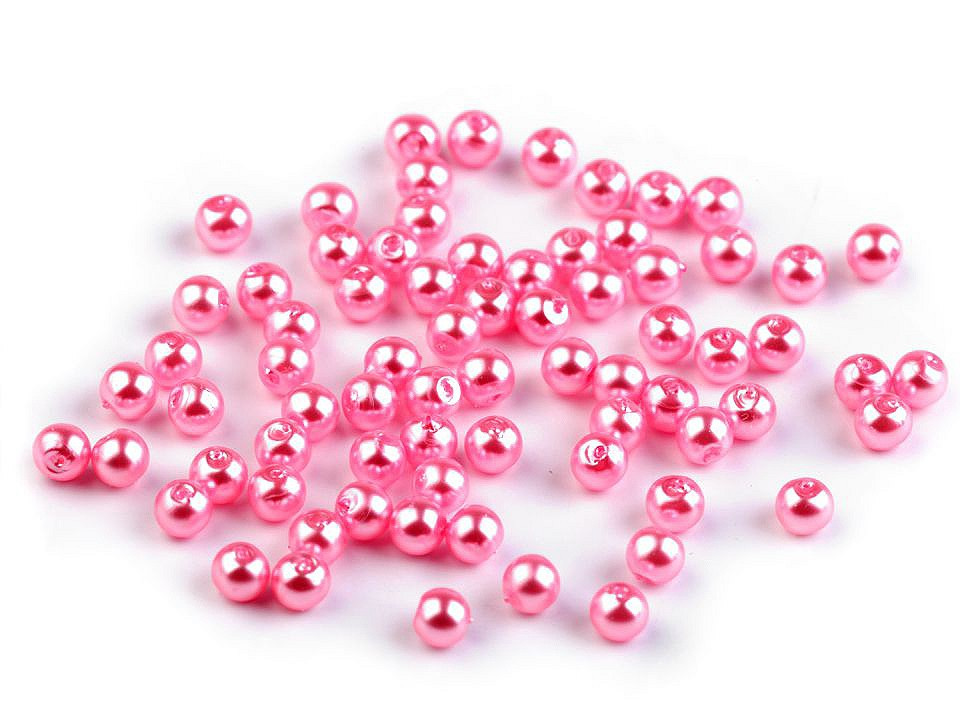 Plastové voskové korálky / perly Glance Ø5 mm, barva F28 růžová