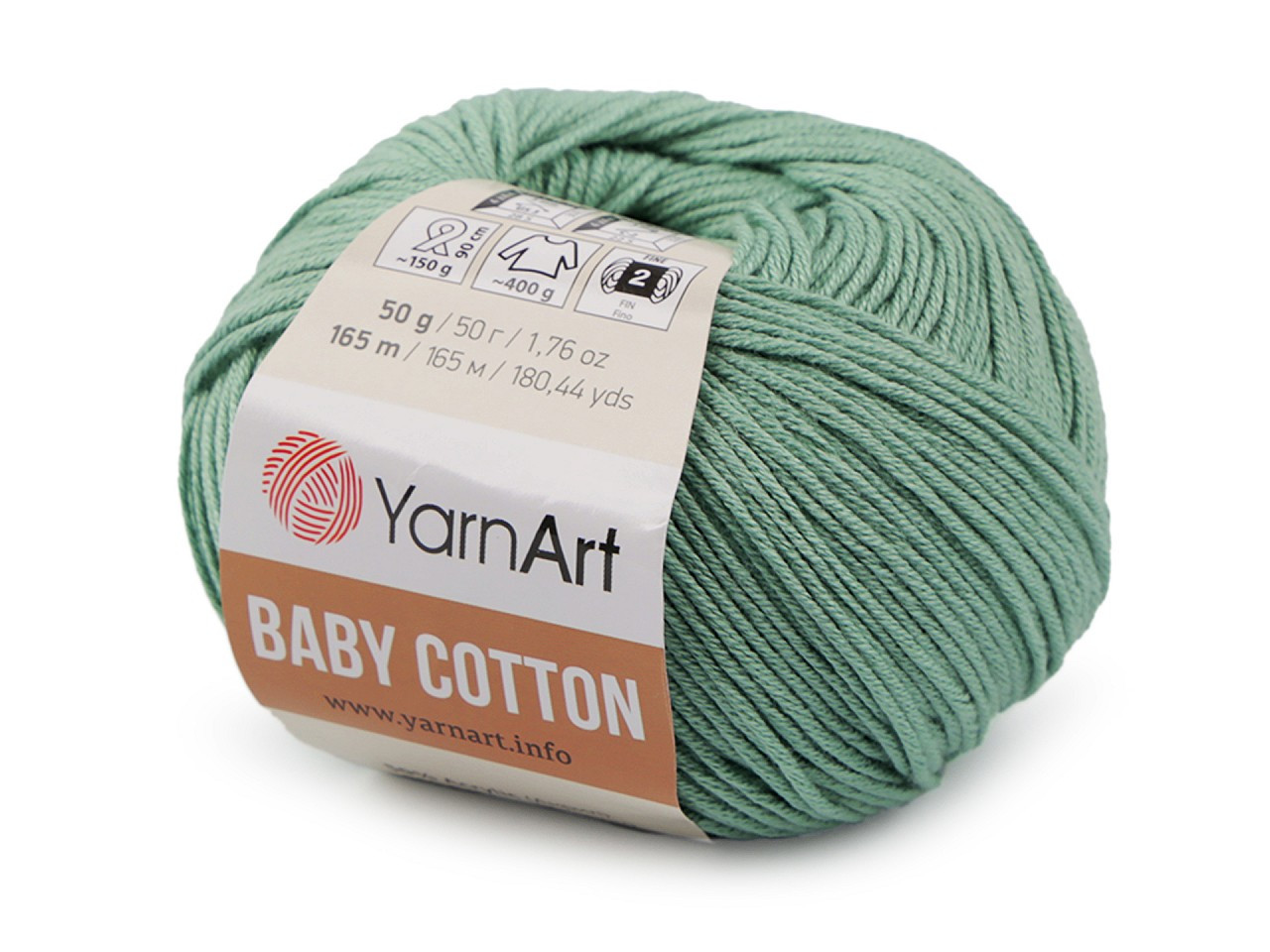 Pletací příze Baby Cotton 50 g, barva 16 (439) zelenkavá