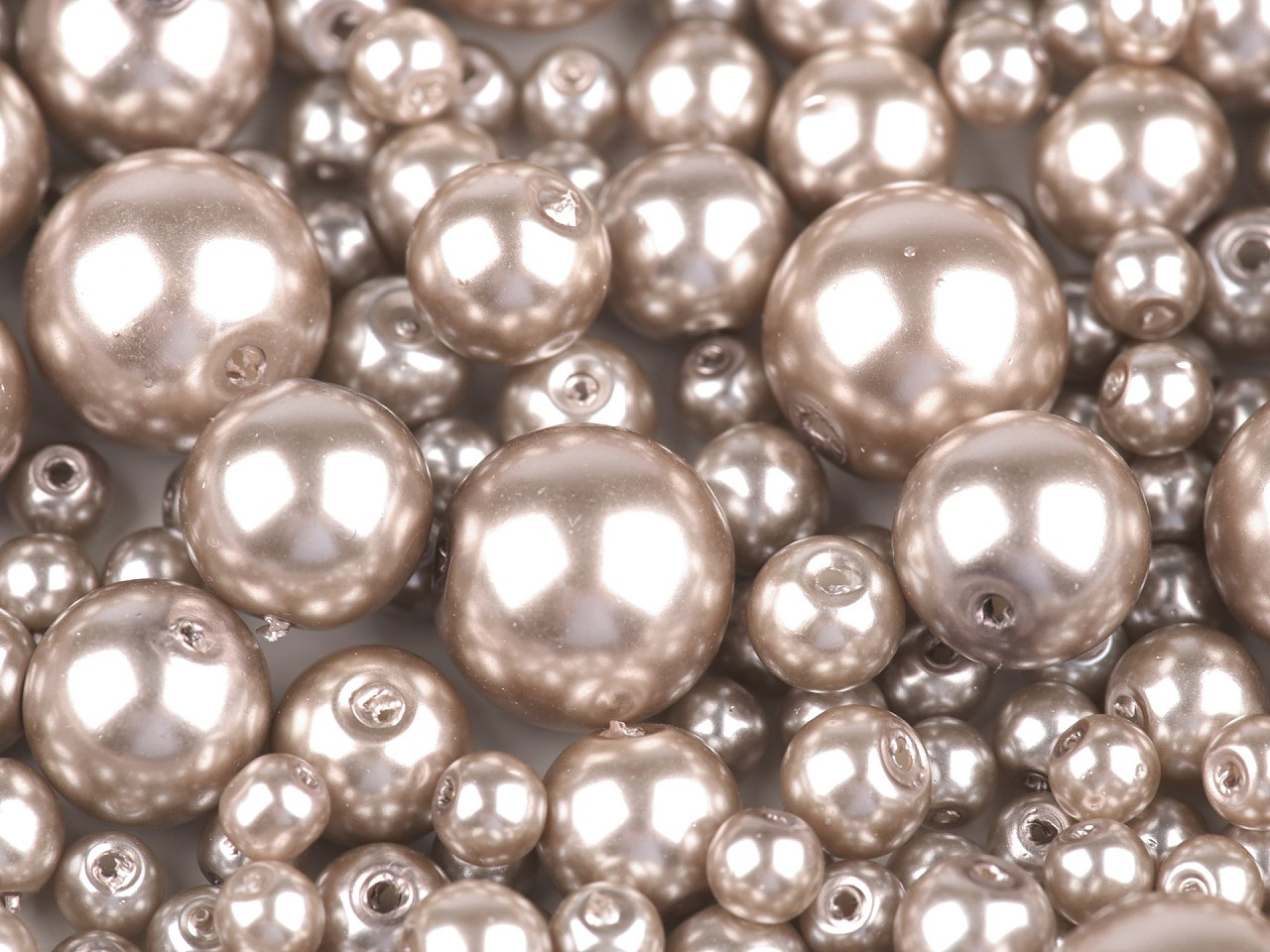 Skleněné voskové perly mix velikostí Ø4-12 mm, barva 14A hnědá světlá