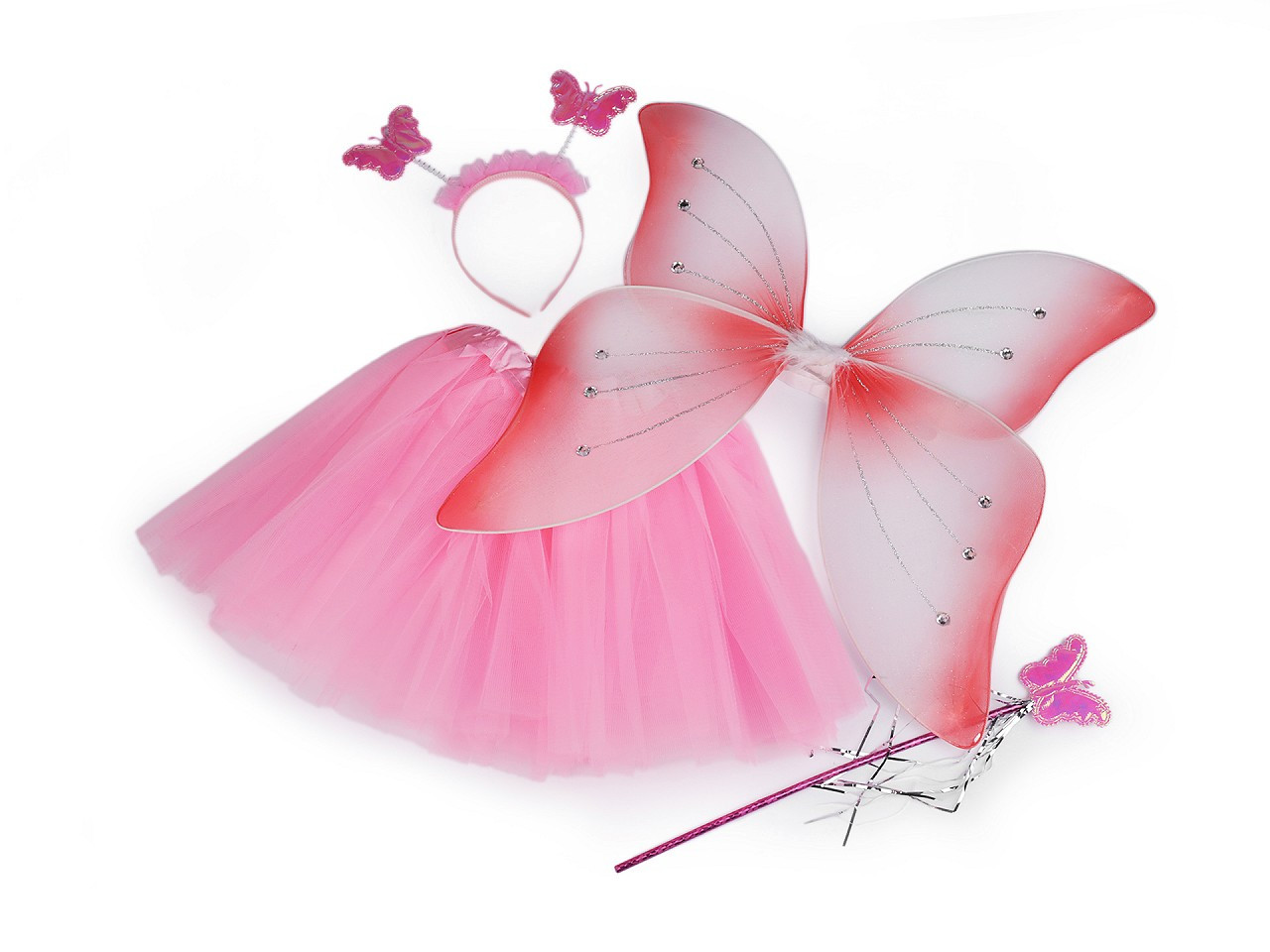 Karnevalový kostým - motýlí víla, barva 11 růžová světlá