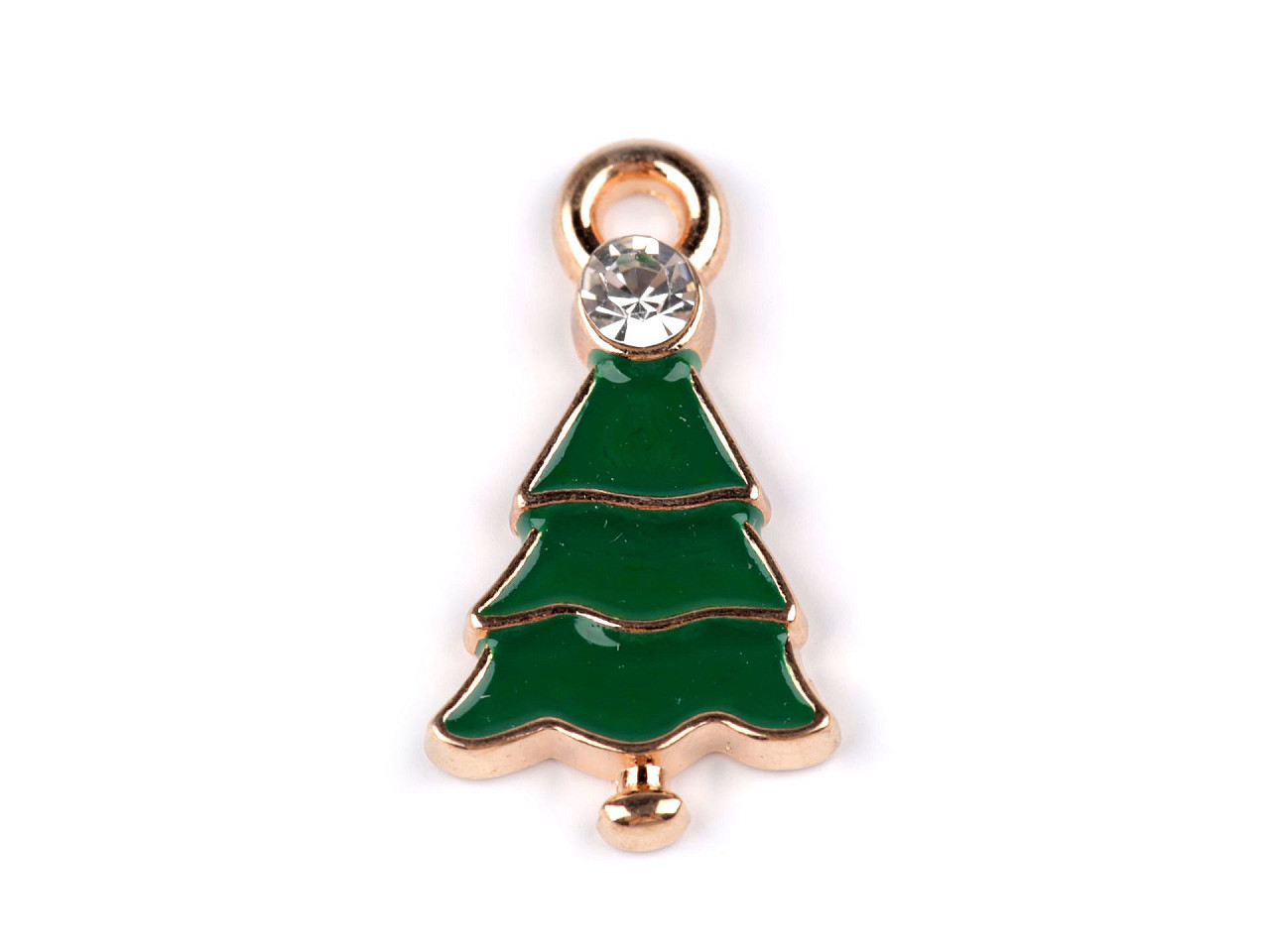 Přívěsek vánoční stromeček, barva 2 zelená broušený kámen