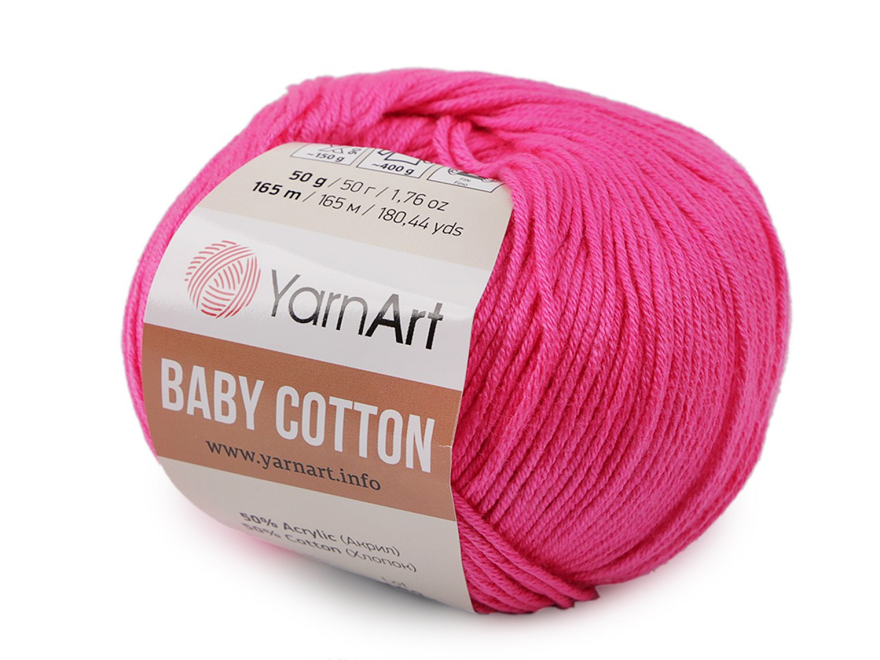 Pletací příze Baby Cotton 50 g, barva 17 (422) pink