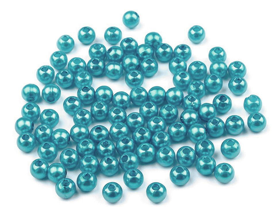 Plastové voskové korálky / perly Glance Ø5 mm, barva F32 tyrkys
