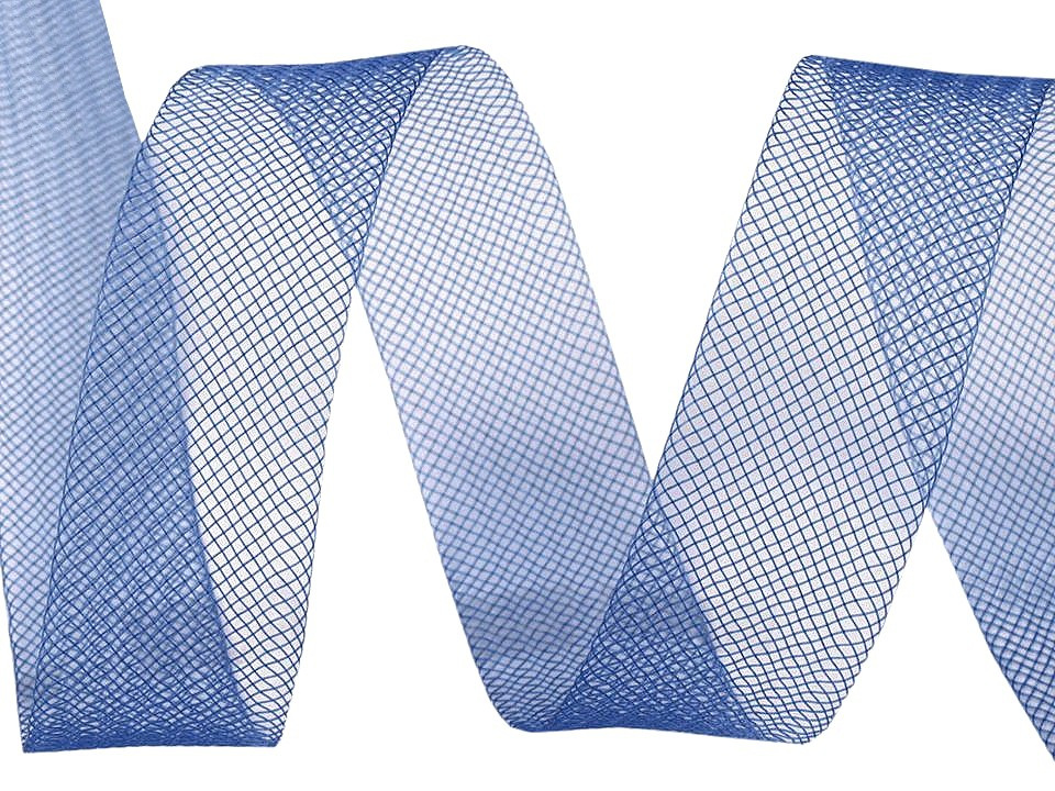 Modistická krinolína na vyztužení šatů a výrobu fascinátorů šíře 1,5 cm, barva 5 (CC19) modrá delta