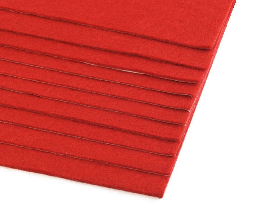 Samolepicí dekorativní plsť / filc 20x30 cm, barva 4 (F01) červená