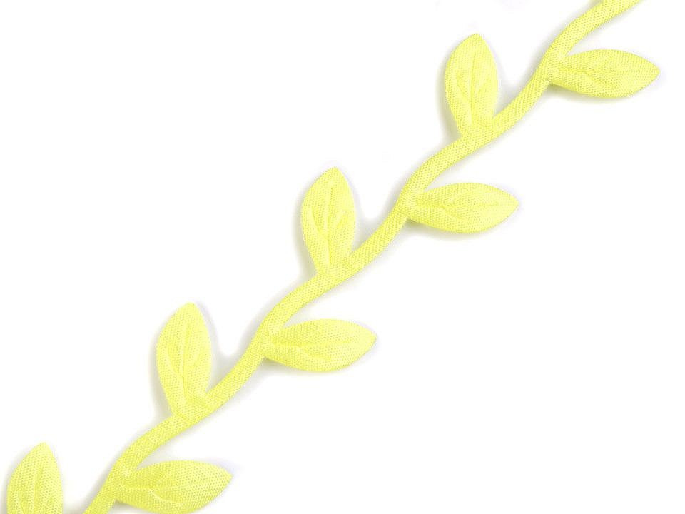 Saténový prýmek šíře 25 mm listy, barva 8 žlutá