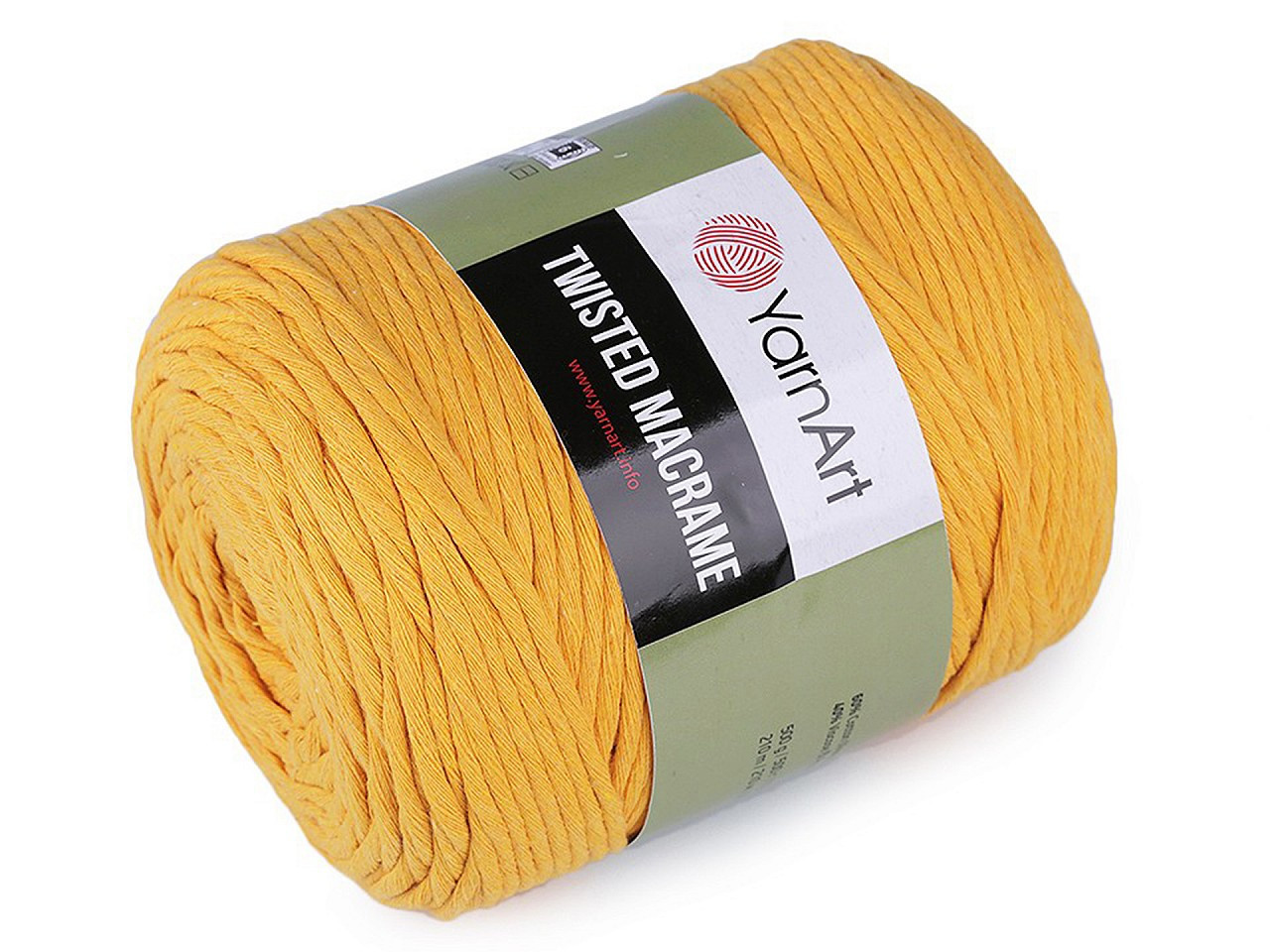 Pletací příze Twisted Macrame 500 g, barva 15 (764/196) hořčicová