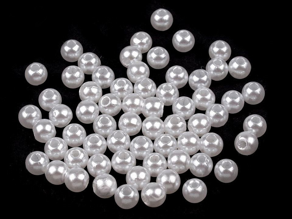 Plastové voskové korálky / perly Glance Ø5 mm, barva F2 bílá
