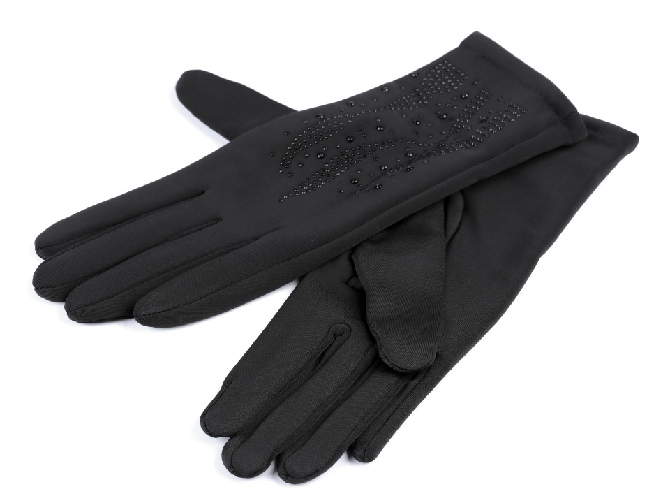Dámské rukavice s kamínky, barva (vel. L) černá