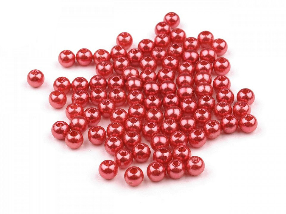 Plastové voskové korálky / perly Glance Ø5 mm, barva 17 červenorůžová